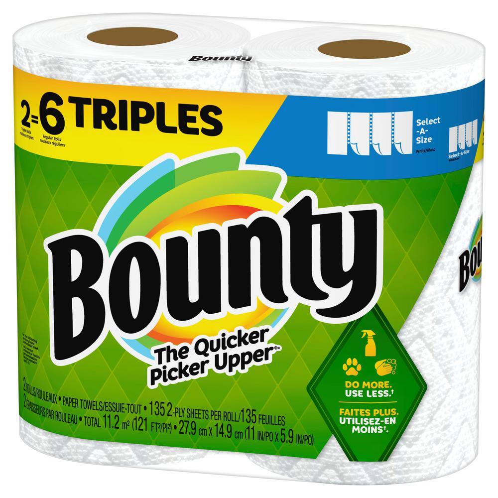 Bounty White Select-A-Size Paper Towel Roll (2 Triple Rolls)