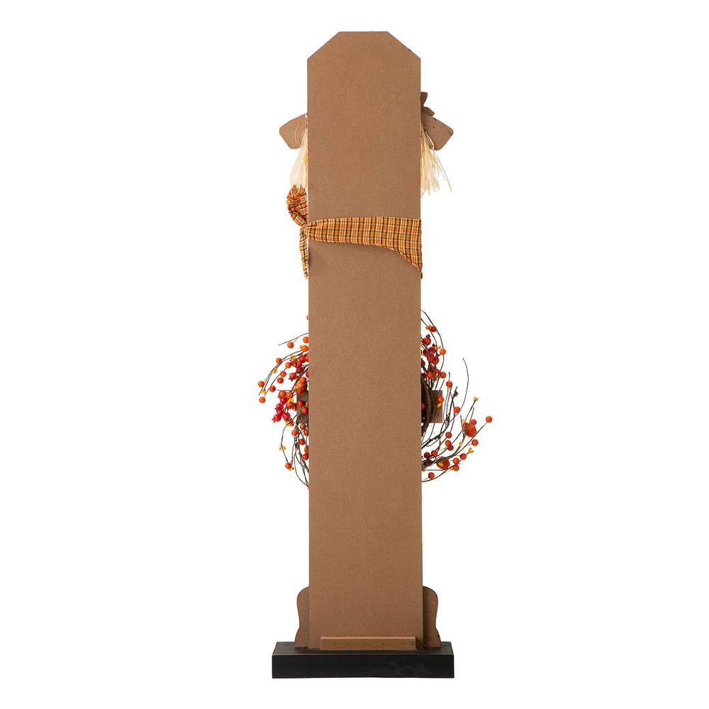 Glitzhome 42 in. H Fall Lighted Wooden Scarecrow Porch Decor with Wreath