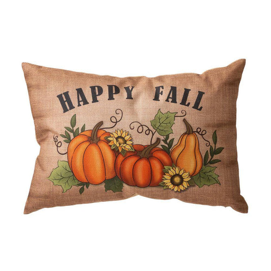 Glitzhome 18 in. L Faux Burlap Fall Pumpkin Pillow