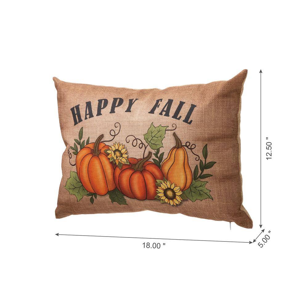 Glitzhome 18 in. L Faux Burlap Fall Pumpkin Pillow