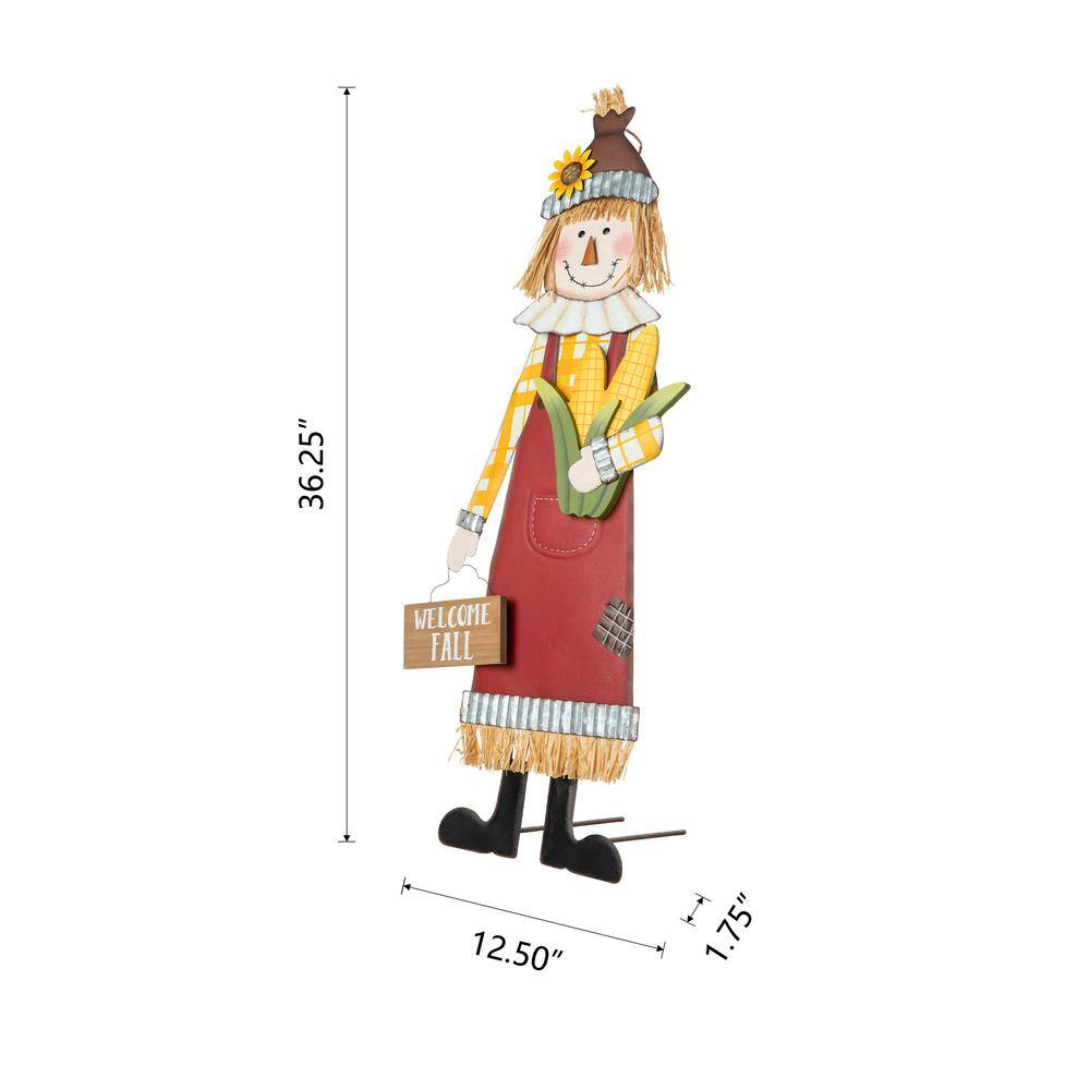 Glitzhome 37.25 in. H Metal Scarecrow Yard Stake/Standing/Hanging Sign (Three Function)