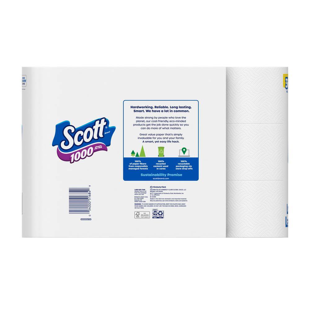 Scott 1-Ply White 1000-Sheet Toilet Paper(1000 Sheets Per Roll 36 Rolls Per Pack)