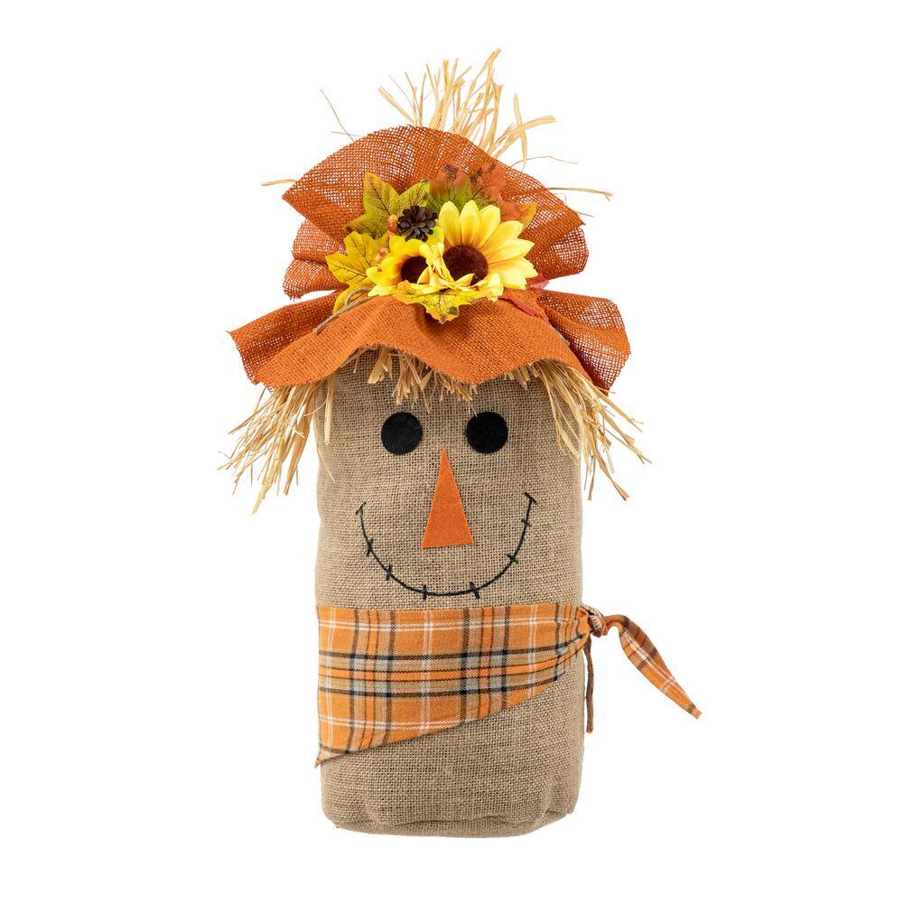 Glitzhome 23.25 in.H Fall Linen Scarecrow Doorstop Porch Decor