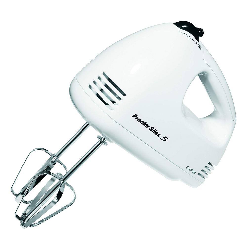 Proctor Silex Easy Mix 5-Speed White Hand Mixer