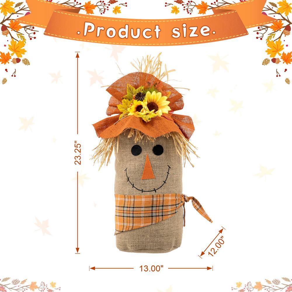 Glitzhome 23.25 in.H Fall Linen Scarecrow Doorstop Porch Decor