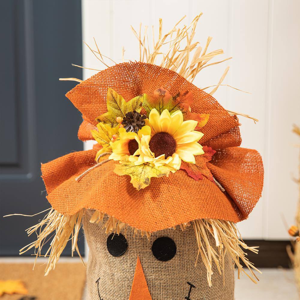 Glitzhome 23.25 in.H Fall Linen Scarecrow Doorstop Porch Decor