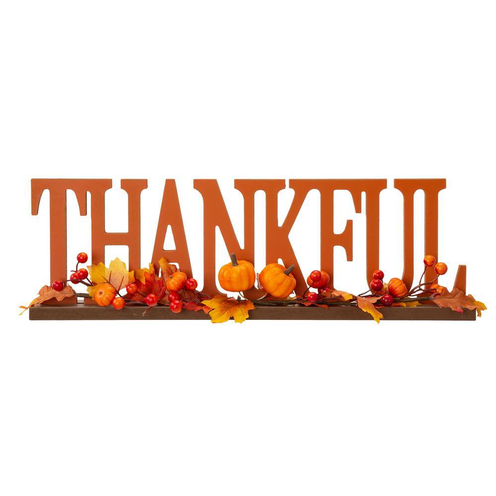 Glitzhome 20 in. L Thankful Wooden Table Decor