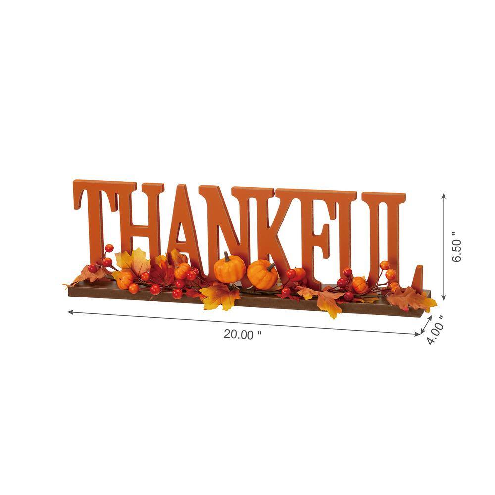 Glitzhome 20 in. L Thankful Wooden Table Decor