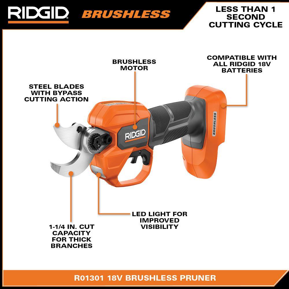 RIDGID 18V Brushless Cordless Battery Pruner (Tool Only)