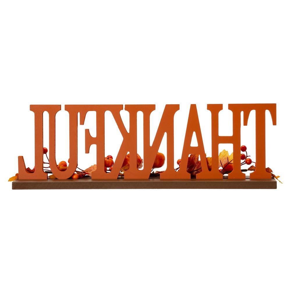 Glitzhome 20 in. L Thankful Wooden Table Decor