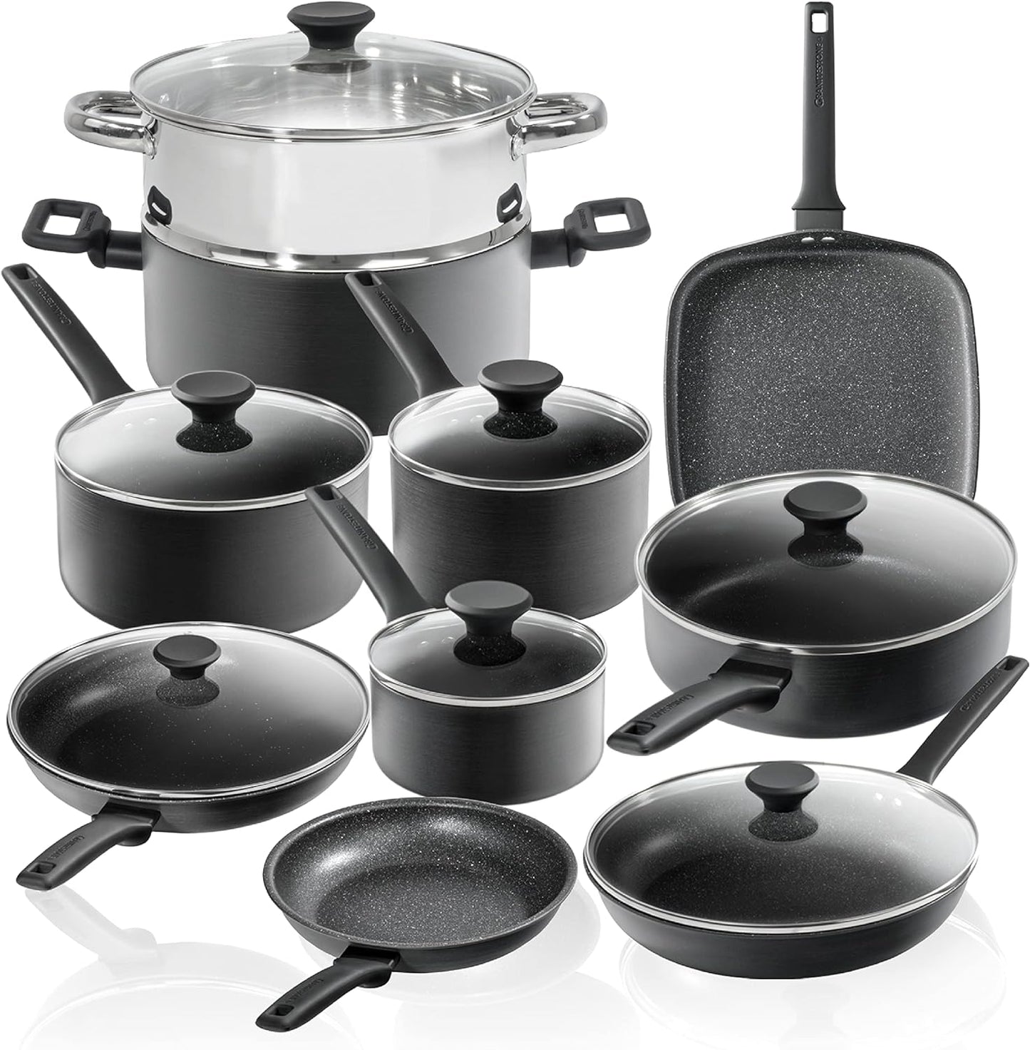 GRANITESTONE Pro Premier Non-Stick Hard Anodized Aluminium 17 Piece Cookware Set