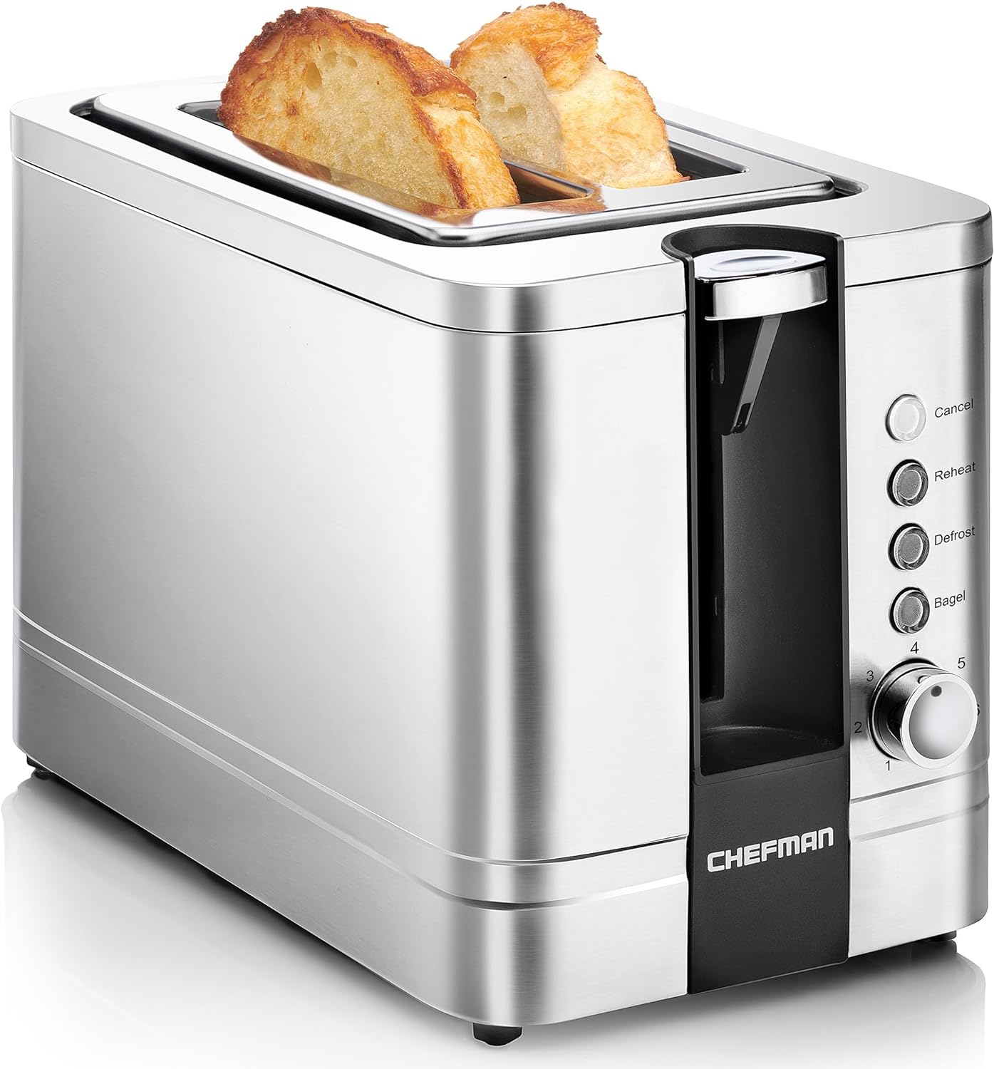 Chefman 2-Slice Pop-Up Stainless Steel Toaster, 7 Shade Settings, Silver