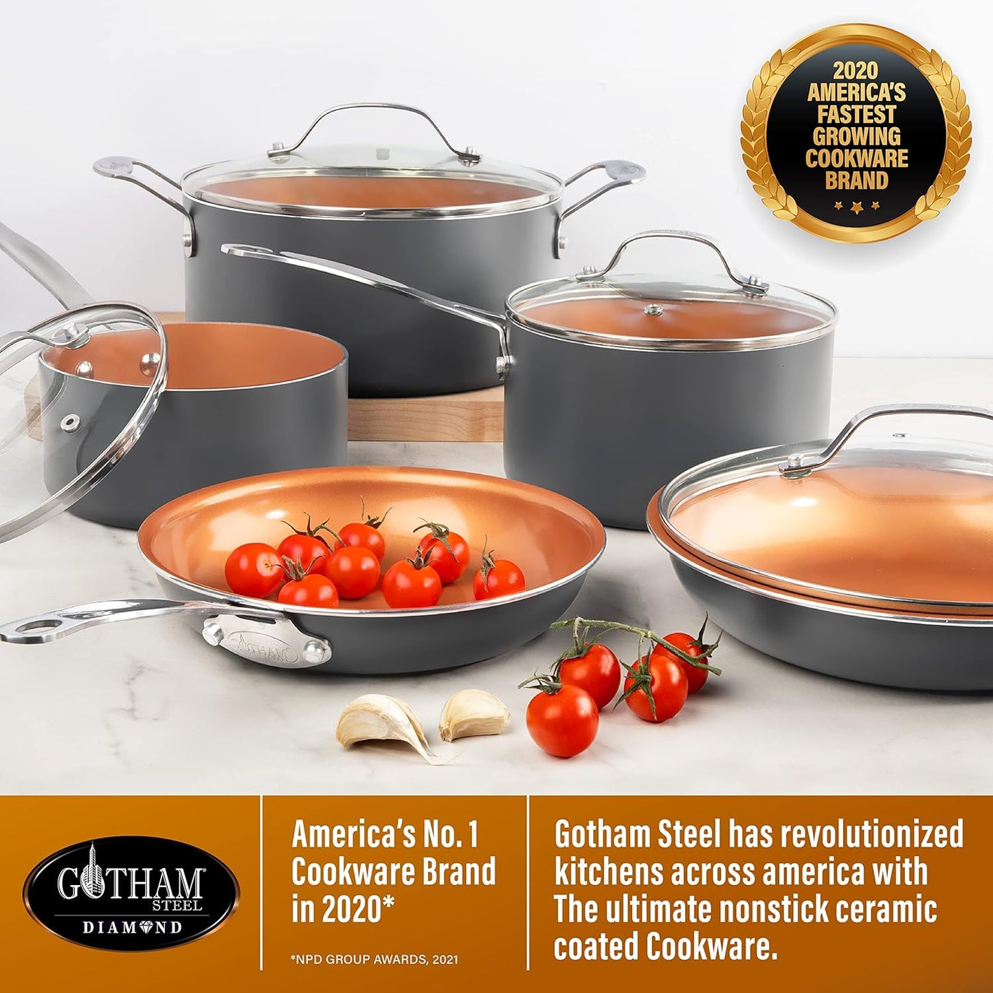 Gotham Steel 10.5 in. Copper Cast Textured Surface Aluminum Non-Stick Griddle Pan