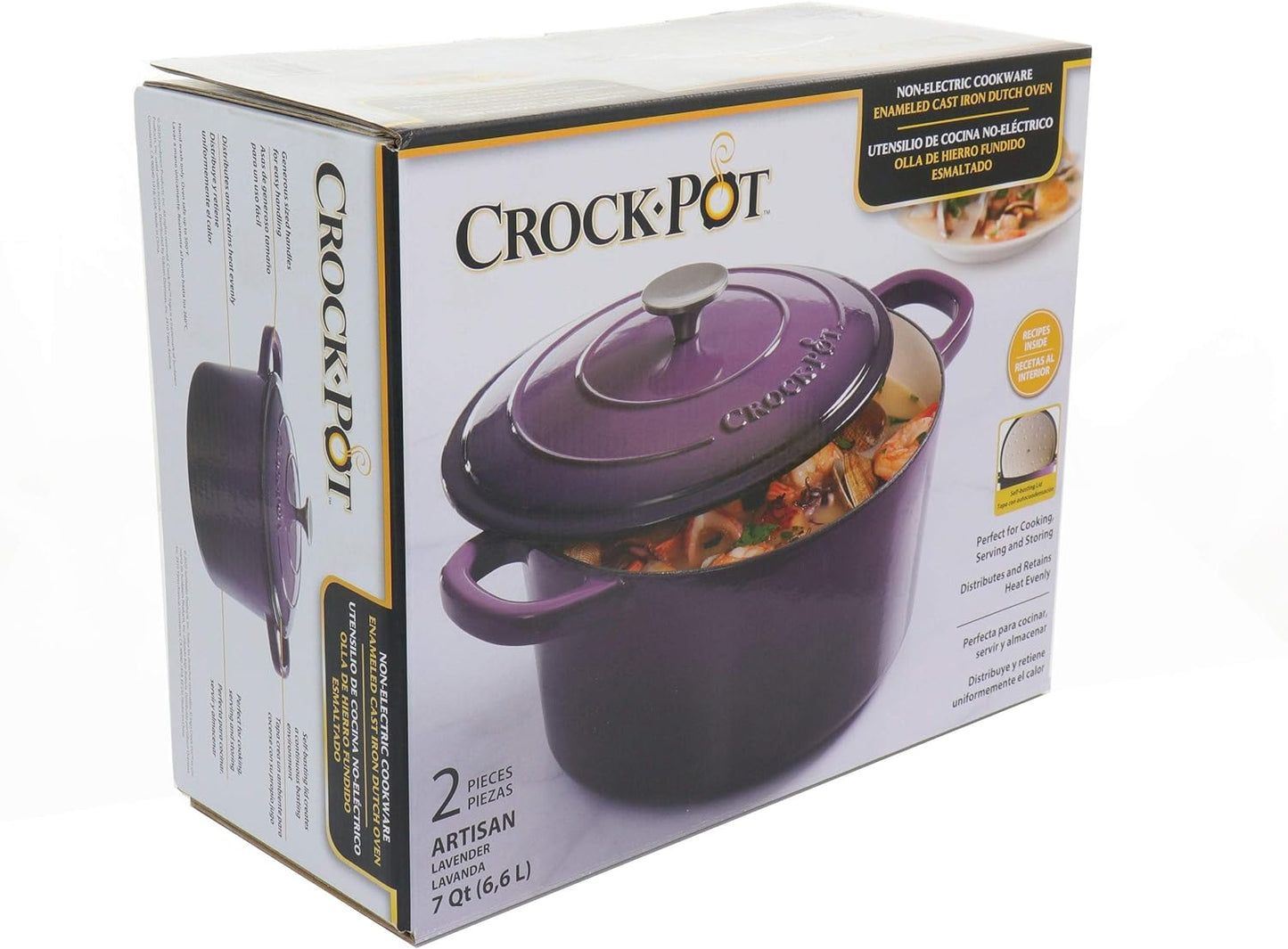 Crock-Pot Artisan 7 qt. Enameled Cast Iron Dutch Oven with Lid in Lavender (2-Piece)