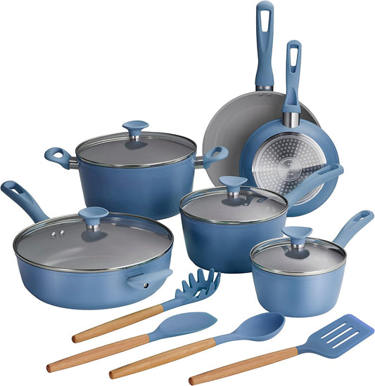 Tramontina 14-Piece Ceramic Cookware Set in Blue