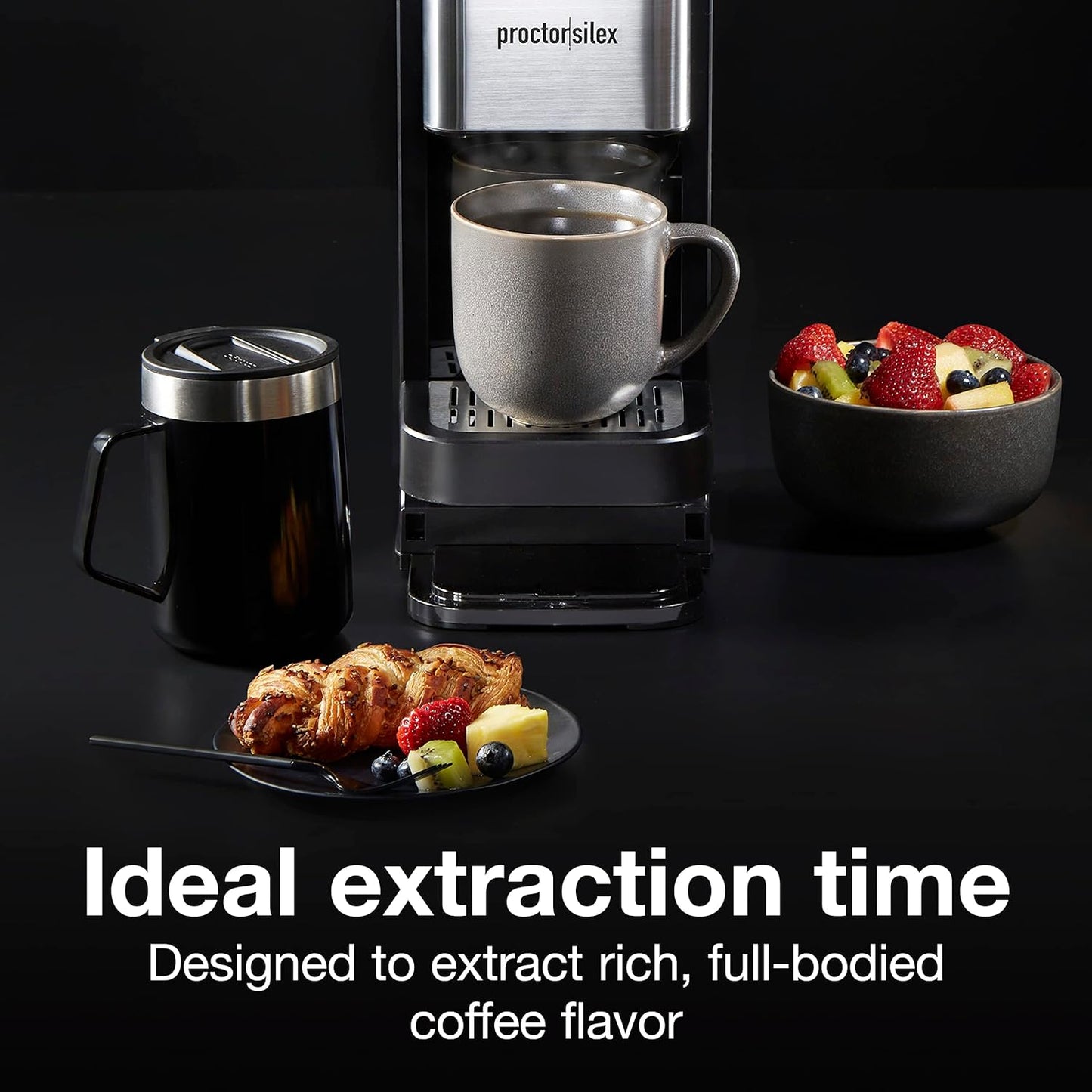 Proctor Silex 1-Cup Black and Stainless Steel Drip Coffee Maker with 40 oz. Reservoir