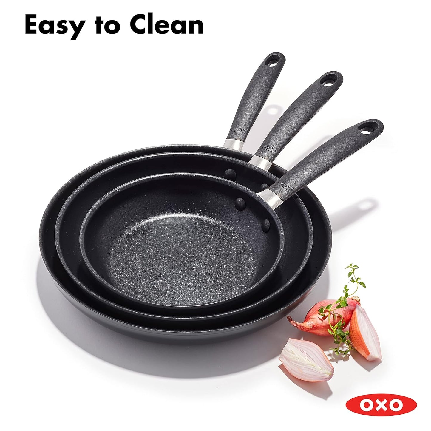 OXO Good Grips Nonstick 3-Piece Hard-Anodized Aluminum Frying Pan Set