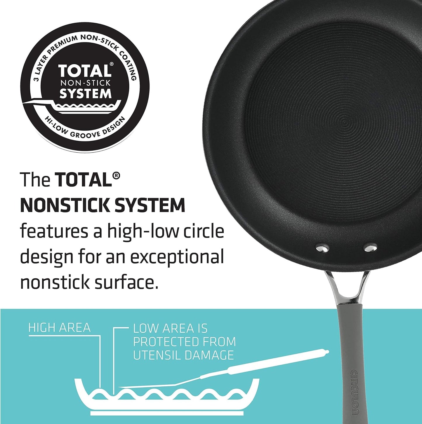 Circulon Elementum Hard-Anodized Nonstick Covered Wok with Side Handles, 14-Inch, Oyster Gray