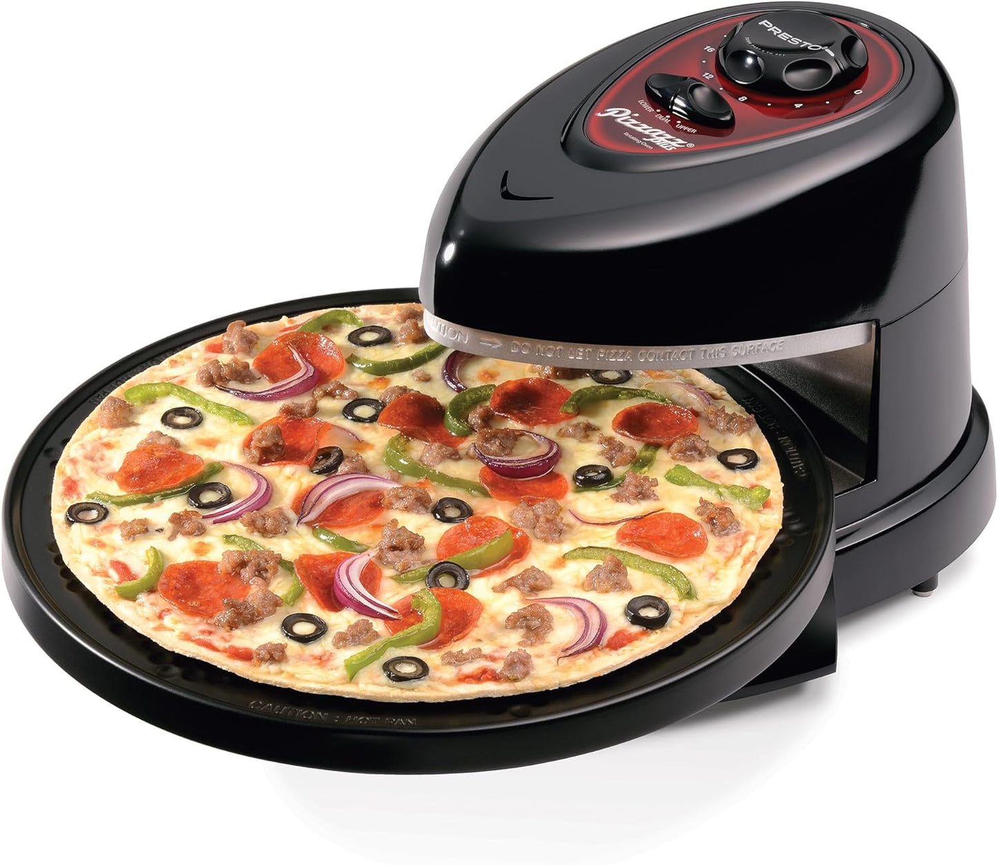 Presto Pizzazz Plus Rotating Pizza Black Oven 1235 Watts with Built-In Timer