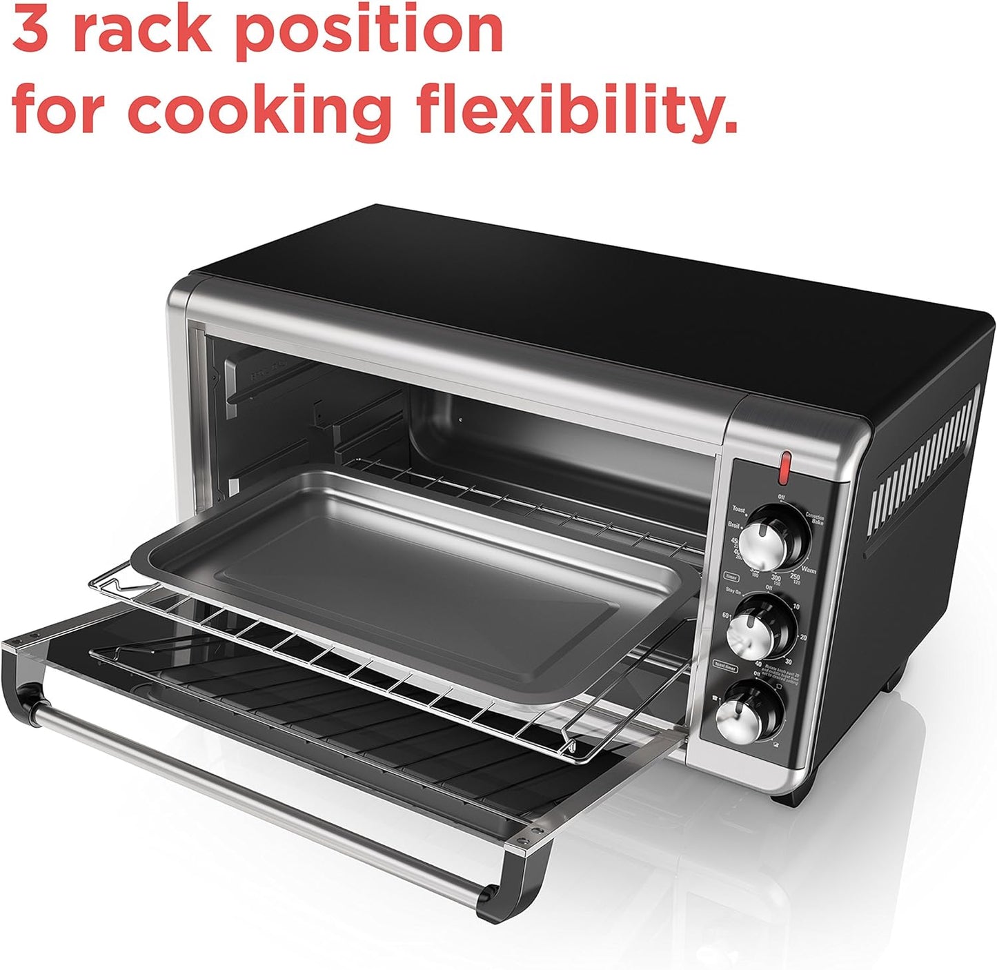 BLACK+DECKER 1500 W 8-Slice Stainless Steel Toaster Oven with Broiler