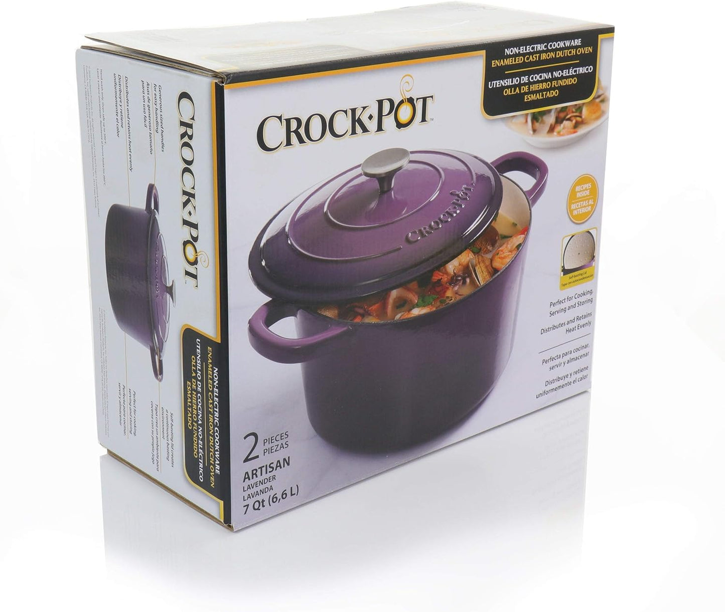 Crock-Pot Artisan 7 qt. Enameled Cast Iron Dutch Oven with Lid in Lavender (2-Piece)