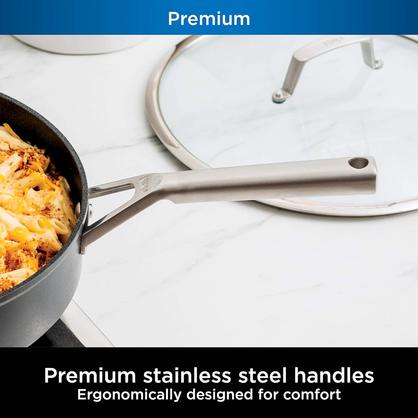 NINJA Premium 4-qt. Stainless Steel Nonstick Saute Pan with Glass Lid