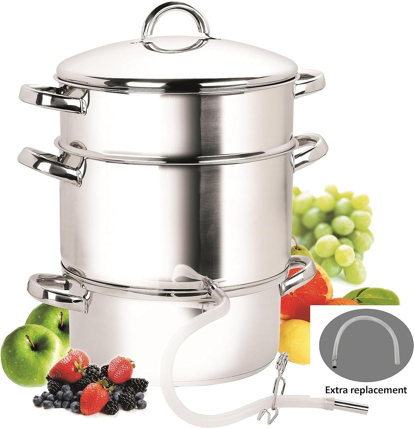 Cook N Home 28cm 11 qt. Stainless Steel Fruit Juicer Steamer Multipot Silver