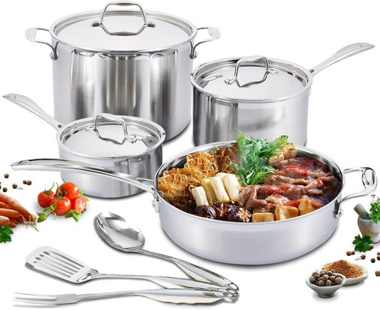 Nevlers 10-Piece Premium Grade Stainless Steel Cookware Set with Lids