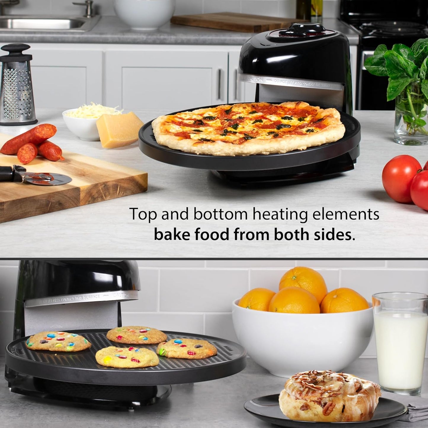 Presto Pizzazz Plus Rotating Pizza Black Oven 1235 Watts with Built-In Timer