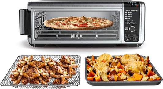 NINJA Stainless Steel Foodi Digital Air Fry Oven, Convection Oven, Toaster, Air Fryer, Flip-Away for Storage (SP101)