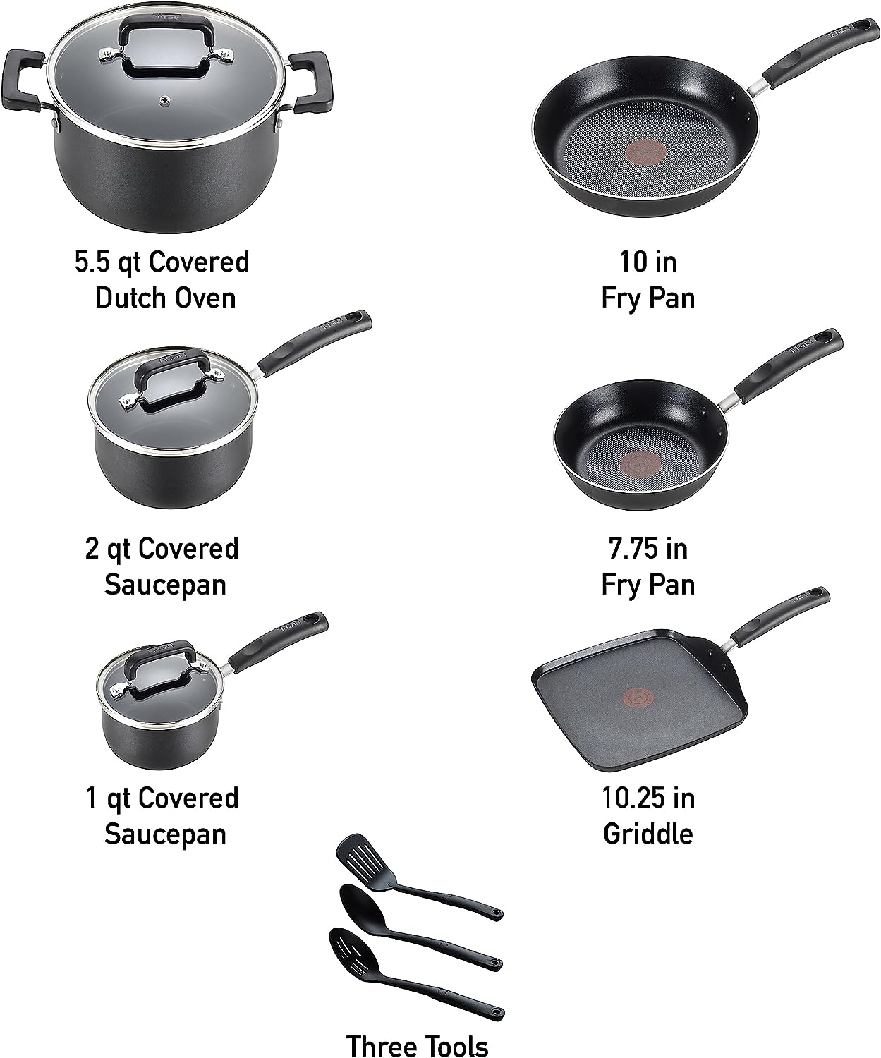 T-fal Signature 12-Piece Aluminum Cookware Set with Lids