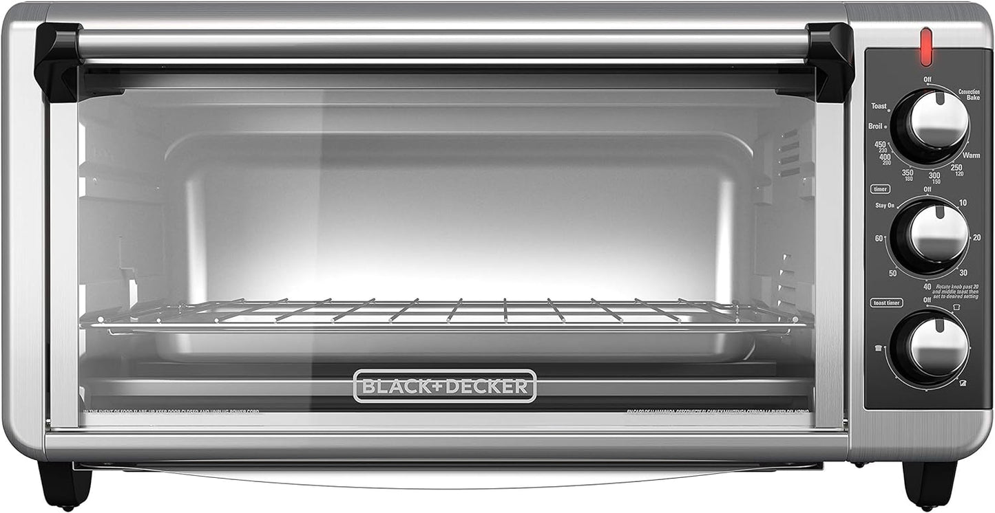 BLACK+DECKER 1500 W 8-Slice Stainless Steel Toaster Oven with Broiler