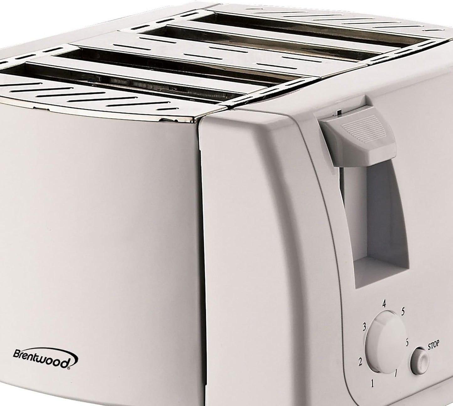 Brentwood Appliances 4-Slice White Toaster with Cool-Touch Exterior