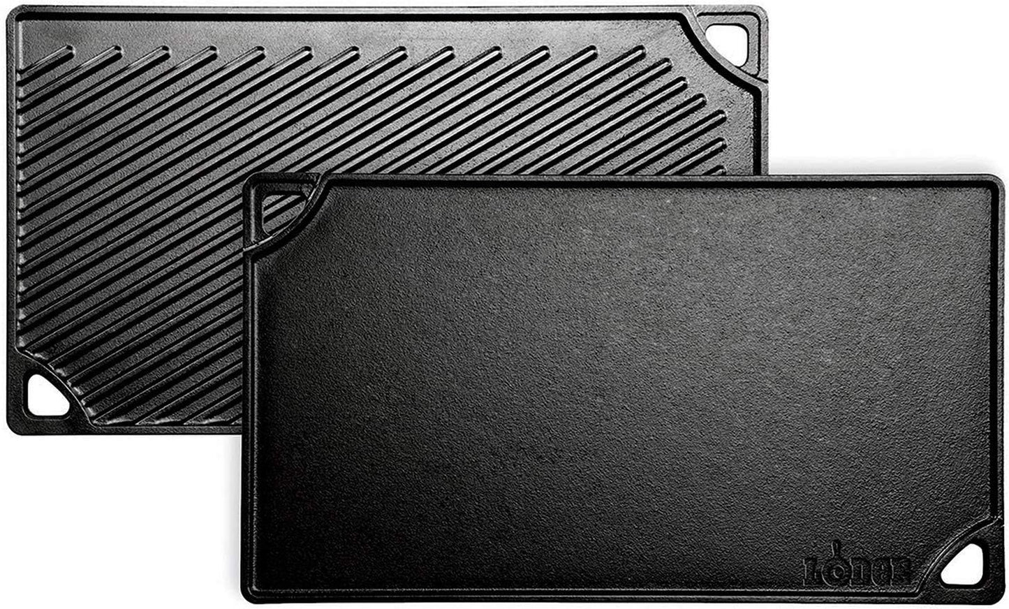 Lodge Double Play 16.75 in. Black Cast Iron Reversible Stovetop Griddle