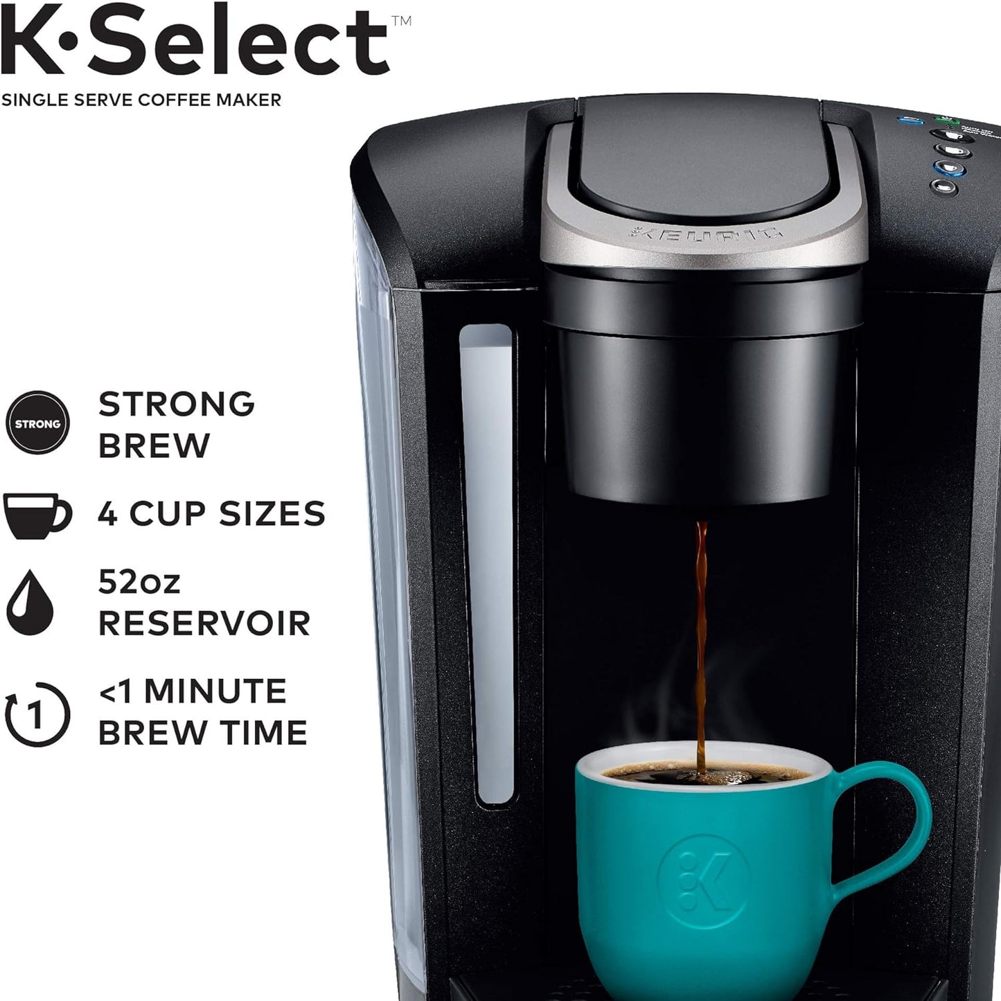 Keurig K-Select Matte Black Single Serve Coffee Maker with Automatic Shut-Off