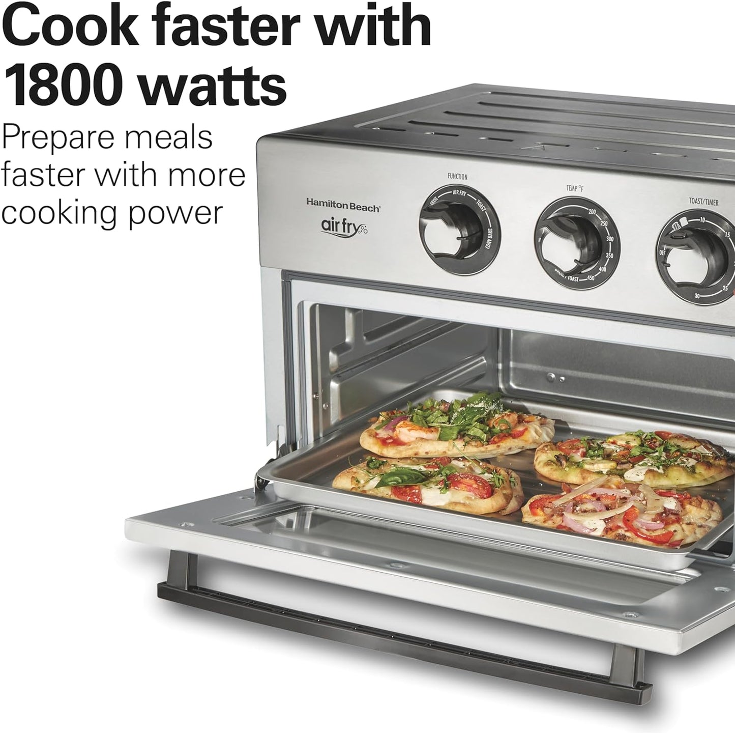 Hamilton Beach Air Fry 1800 W 6 Slice Stainless Steel Countertop Oven with 6 Cooking Functions