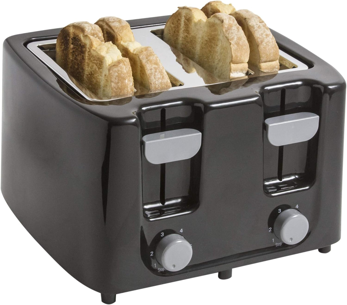 Continental 4-Slice Black Toaster with Cool-Touch Exterior