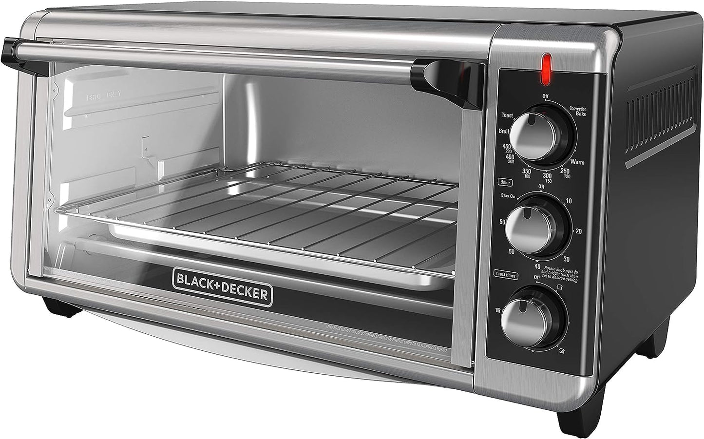 BLACK+DECKER 1500 W 8-Slice Stainless Steel Toaster Oven with Broiler