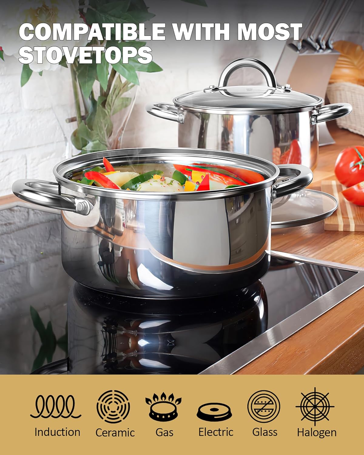 Cook N Home 16 qt. Stainless Steel Stock Pot with Glass Lid