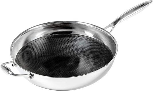 Black Cube 12.5 in. Hybrid Quick Release Wok in Stainless Steel