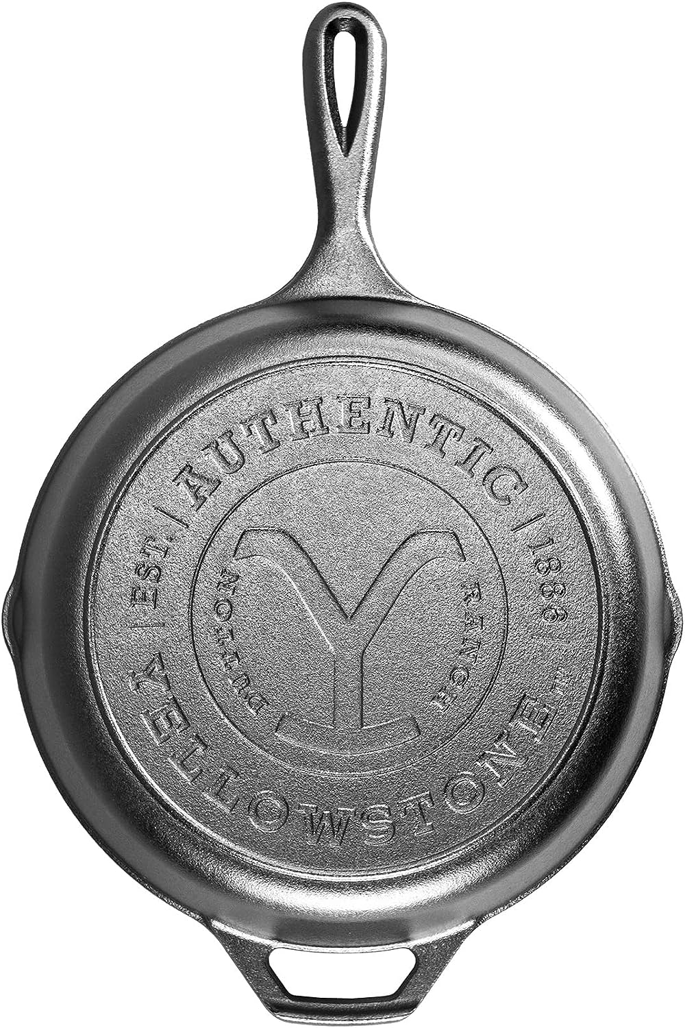 Lodge Authentic Yellowstone Y Logo 10 .25 in. Cast Iron Skillet in Black with Pour Spout