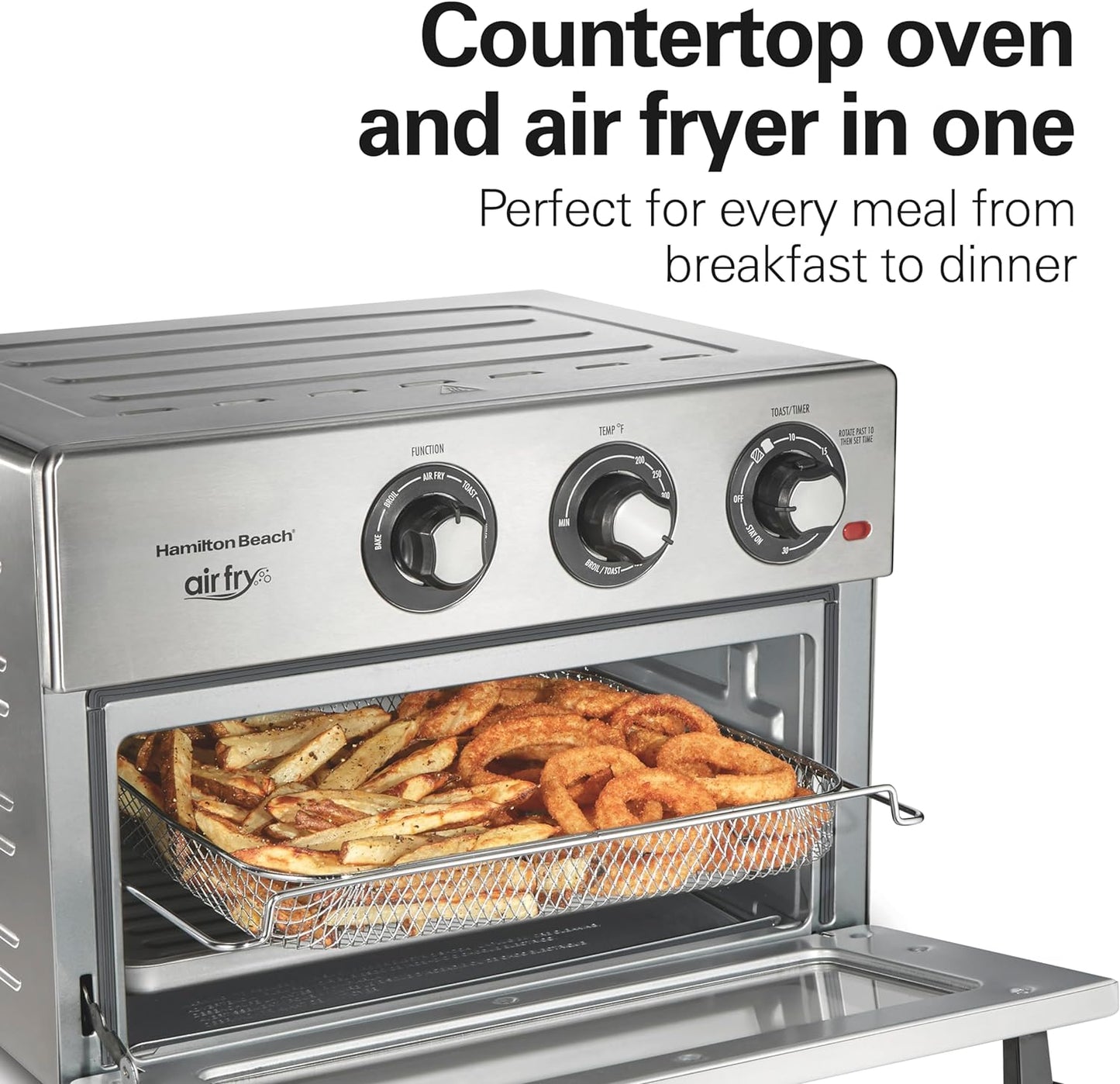 Hamilton Beach Air Fry 1800 W 6 Slice Stainless Steel Countertop Oven with 6 Cooking Functions