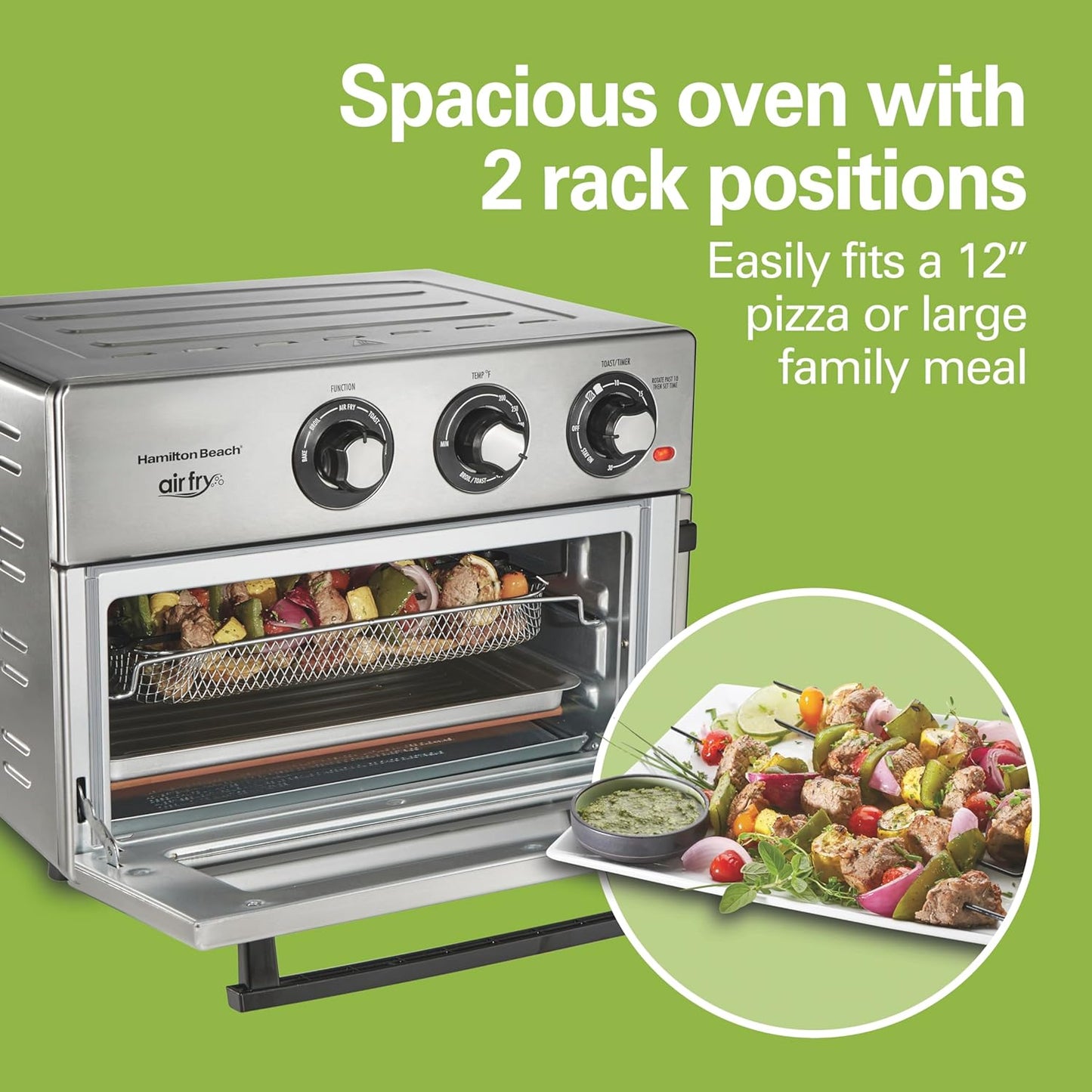 Hamilton Beach Air Fry 1800 W 6 Slice Stainless Steel Countertop Oven with 6 Cooking Functions