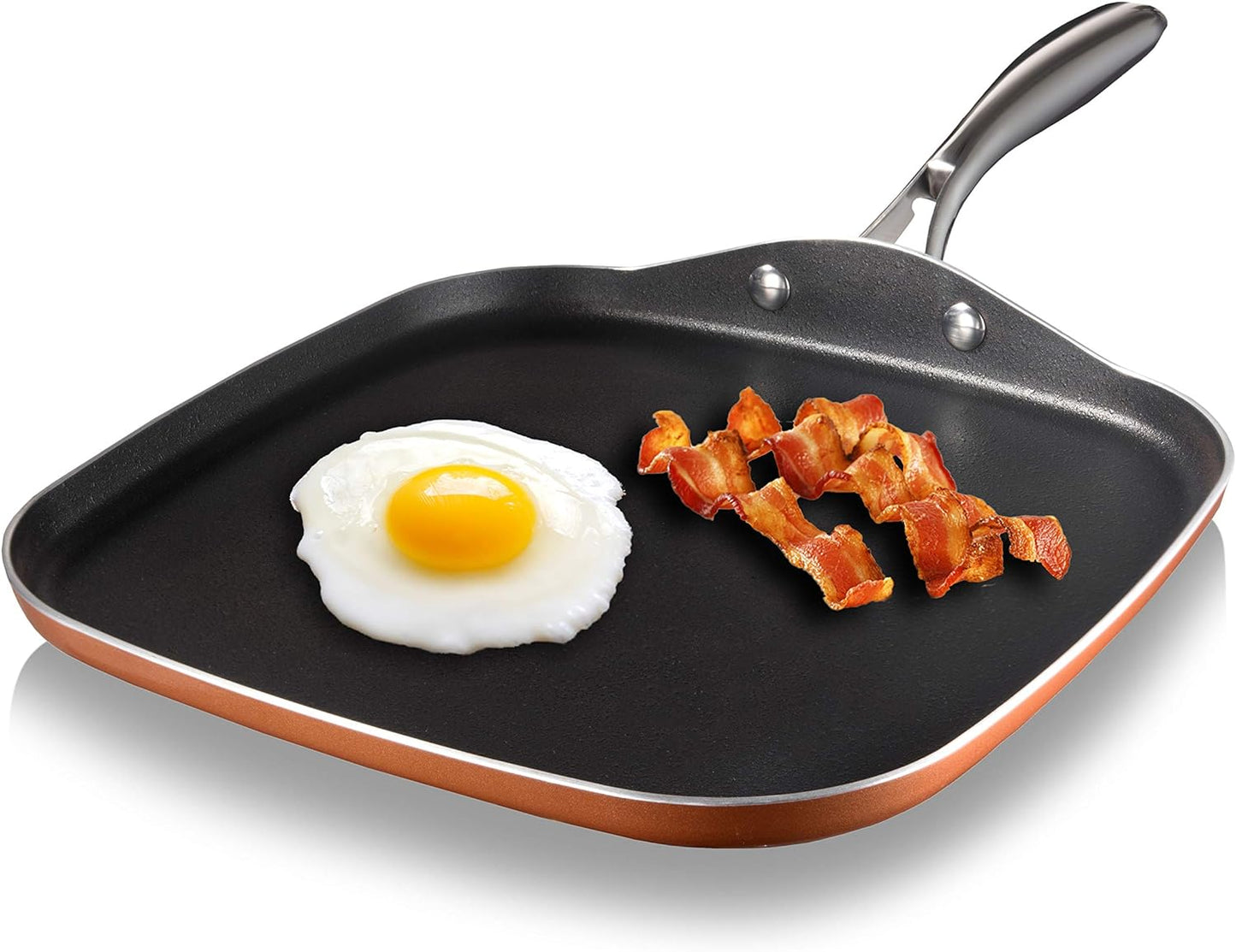 Gotham Steel 10.5 in. Copper Cast Textured Surface Aluminum Non-Stick Griddle Pan