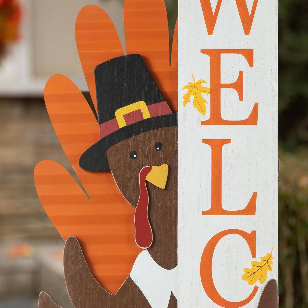 Glitzhome 36 in. H Thanksgiving Wooden Turkey Welcome Porch Decor