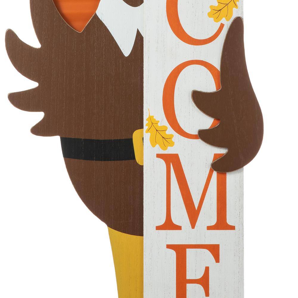 Glitzhome 36 in. H Thanksgiving Wooden Turkey Welcome Porch Decor