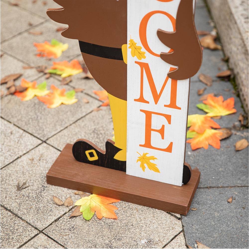 Glitzhome 36 in. H Thanksgiving Wooden Turkey Welcome Porch Decor