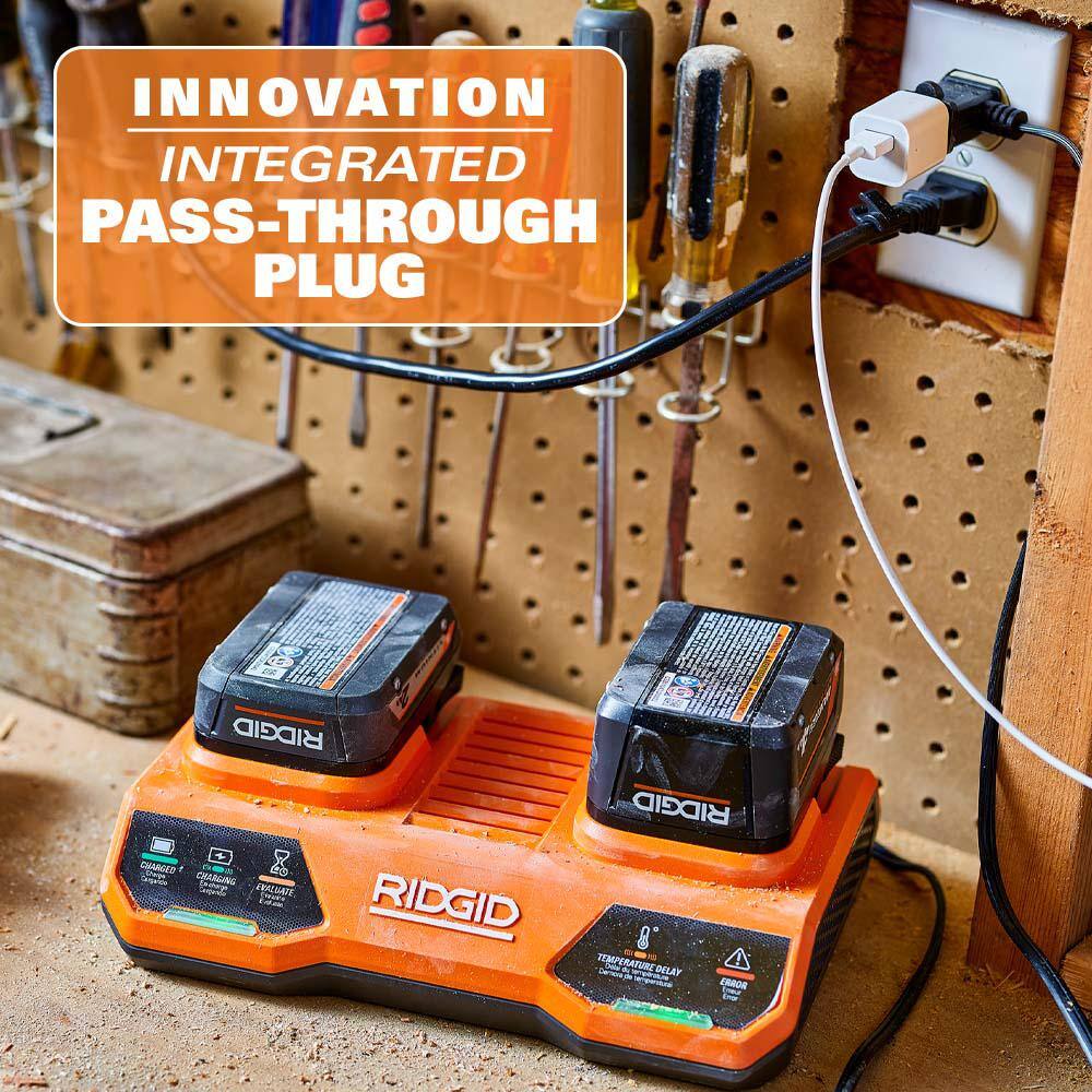 RIDGID 18V Dual Port Simultaneous Charger