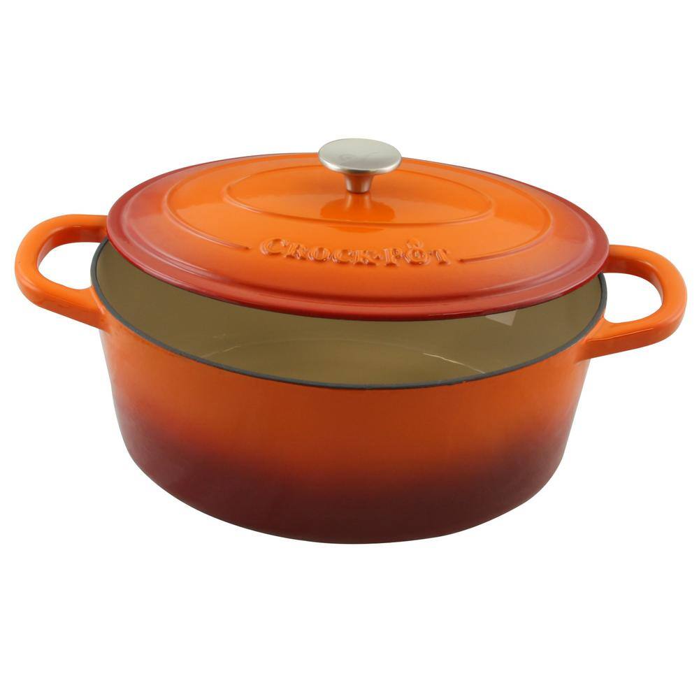 Crock-Pot Artisan 7 Qt. Oval Enameled Cast Iron Dutch Oven with Lid