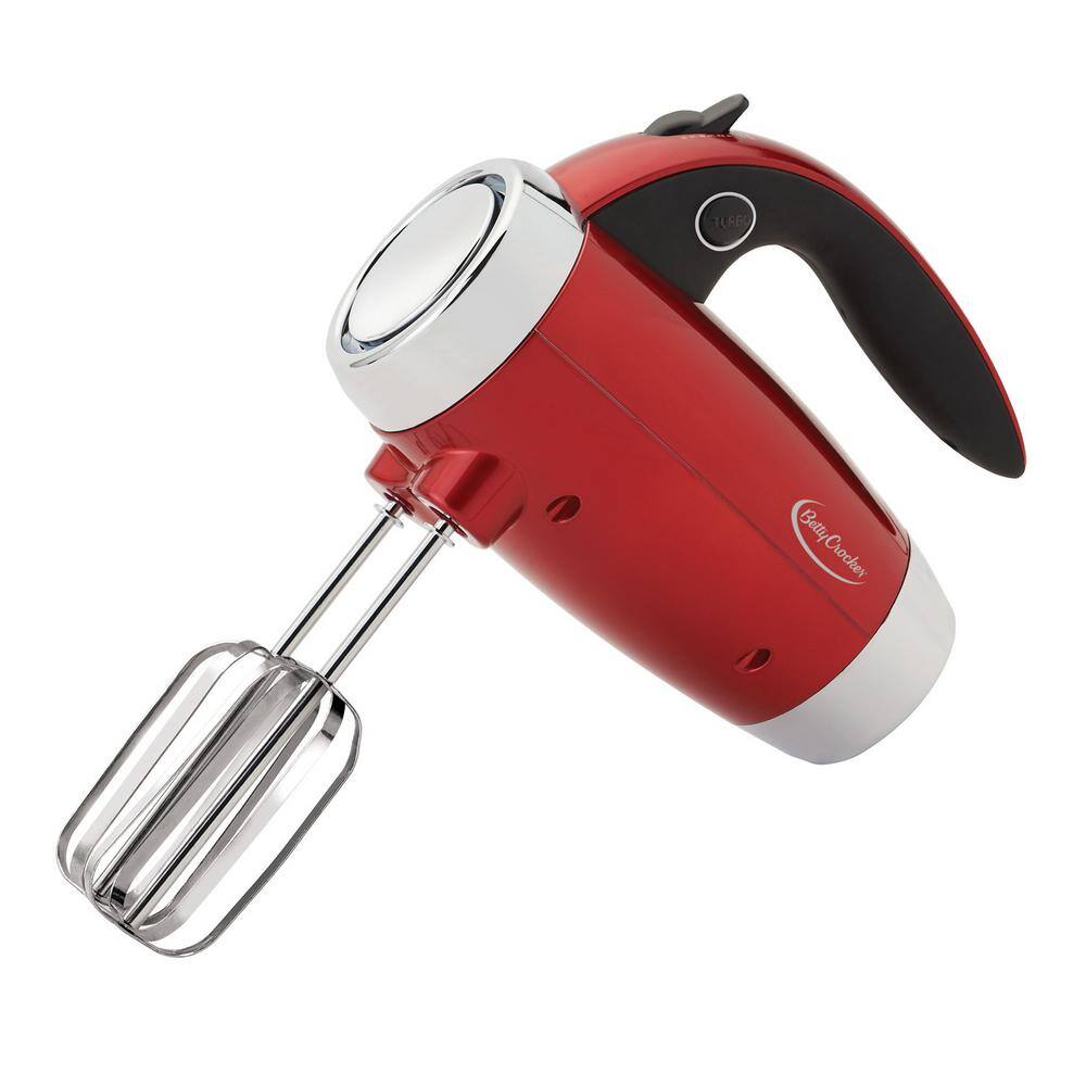 Betty Crocker 7-Speed Red Hand Mixer with Mini Stand